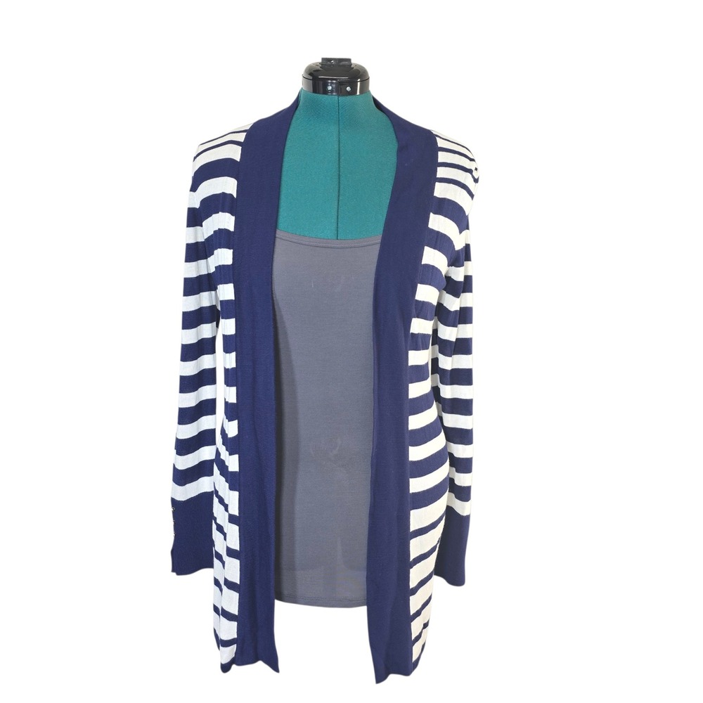 White House Black Market XS Striped Open Front Cardigan Sweater‎